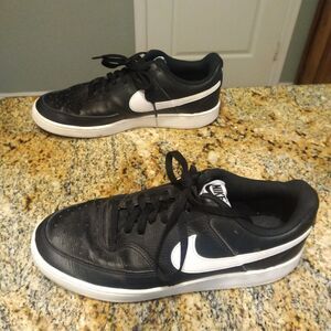 Nike Court Vision Low Black/White Leather Shoes Sneaker Men's Size 9 CD5463-001